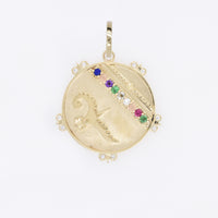 Lily Dove Medallion with Diamond Florets - "Love Adore" - 9 Stones